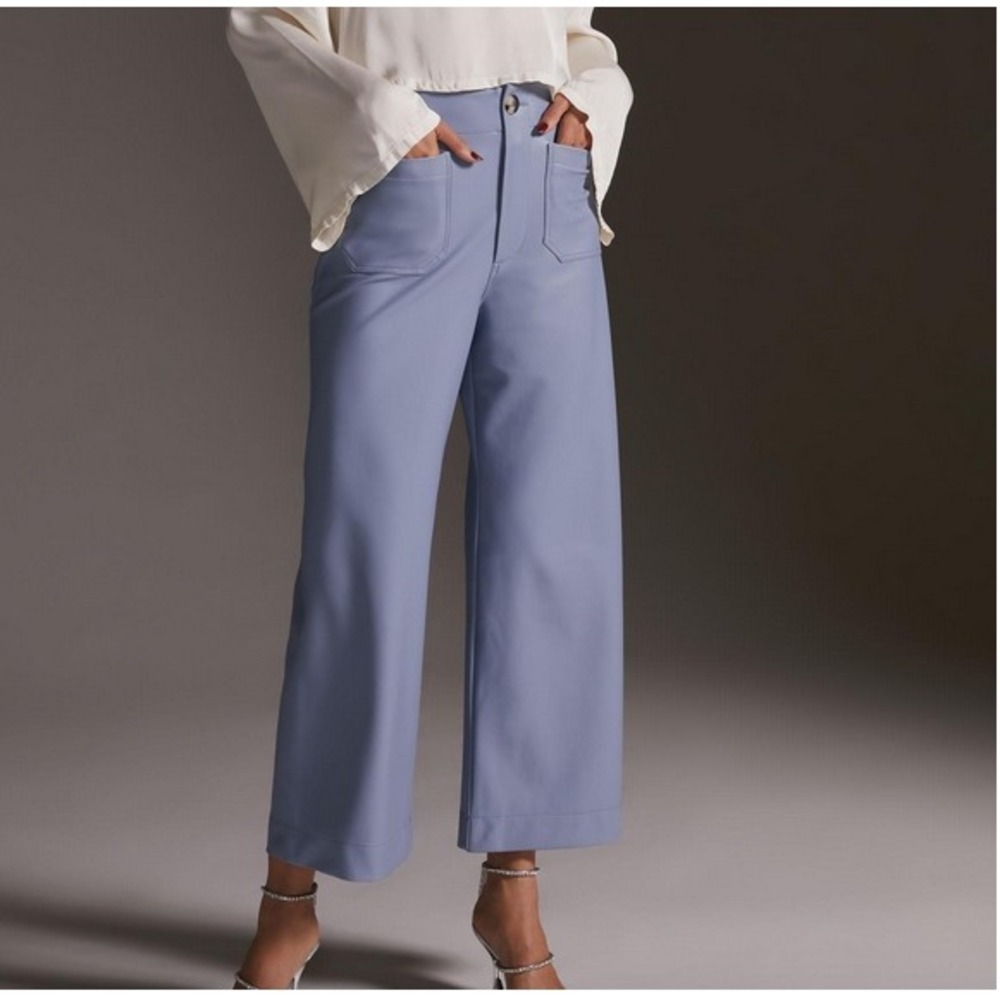 Maeve Anthropologie The Colette Wide Leg Linen Pants Periwinkle Blue 33